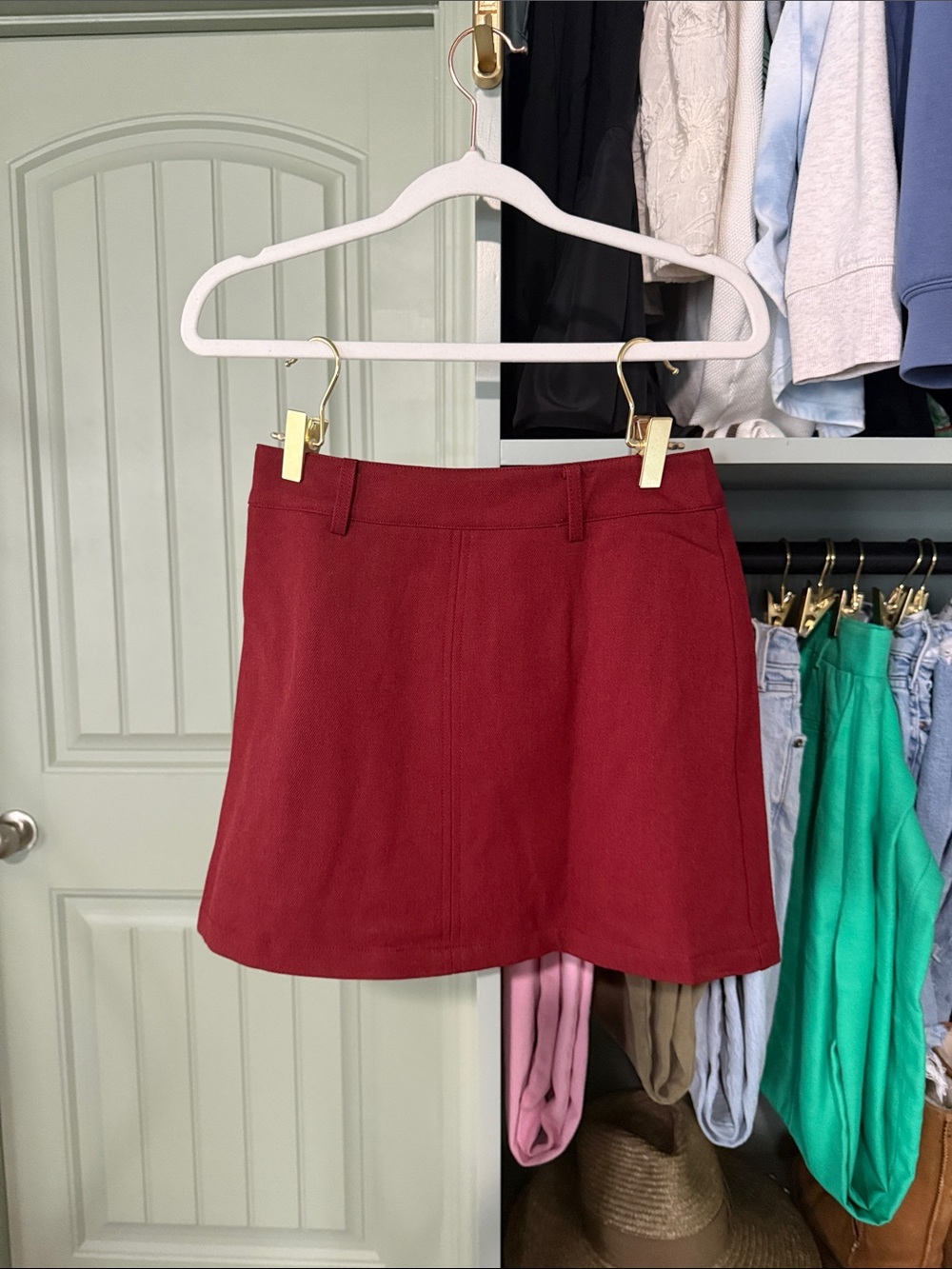 Commense Maroon Mini Skirt